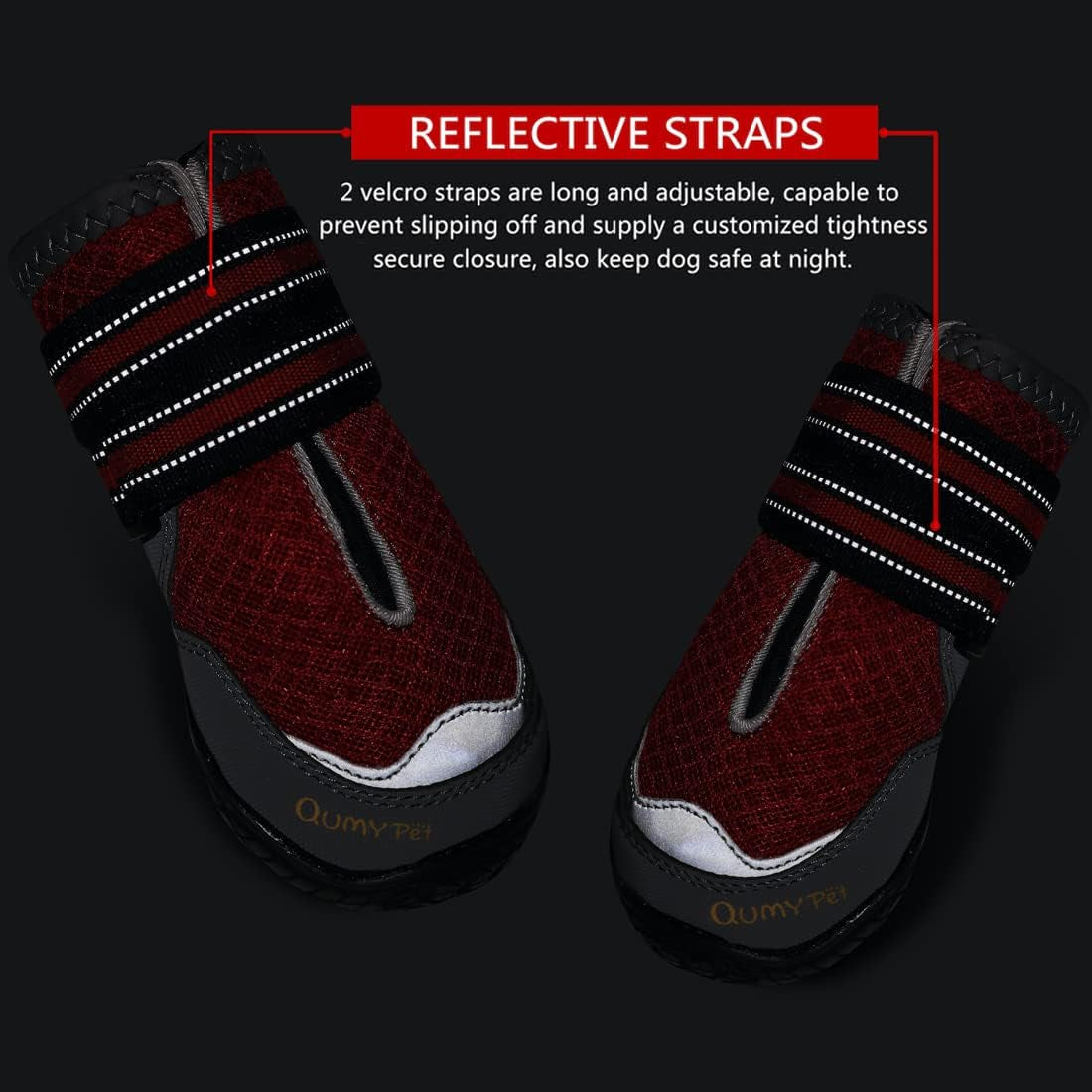 2PCS Dog Boots for Large Dogs, Medium Dog Shoes & Paw Protectors for Hot Pavement, Summer Heat Protection, Mesh Breathable Nonslip Dog Booties for Hardfloors, Walking Running Hiking Red Size 7