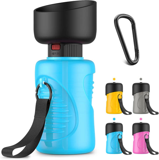 Portable Dog Water Bottle, Foldable Pet Water Bottle for Dog with Water Stop Valve Puppy Travel Walking Hiking Water Bottle, Leak Proof Pet Water Dispenser Lightweight & Convenient for Outdoor(18Oz)