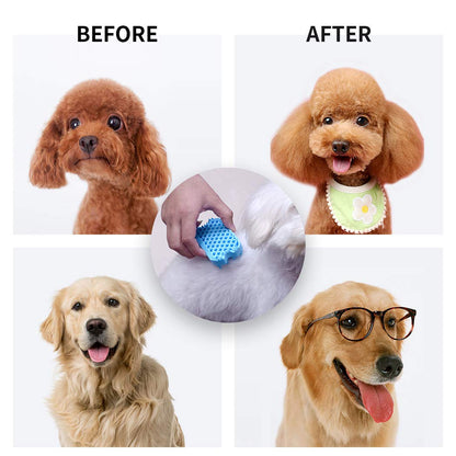 Dog Grooming Brush,  Silicone Dual Side Pet Bath Brush for Deshedding & Massaging, Hair Brush Comb for Pet, Puppy, Cats (Blue)