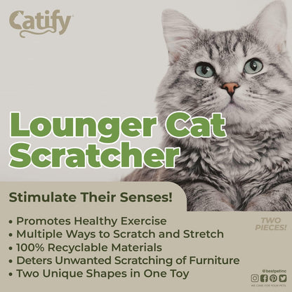 Catify Cat Scratcher, Fun Interactive Scratchers, Posts, Poles, Claw Safe, Furniture Saver Indoor Play Support Natural Cat Behaviors Heavy Duty - Lounger I
