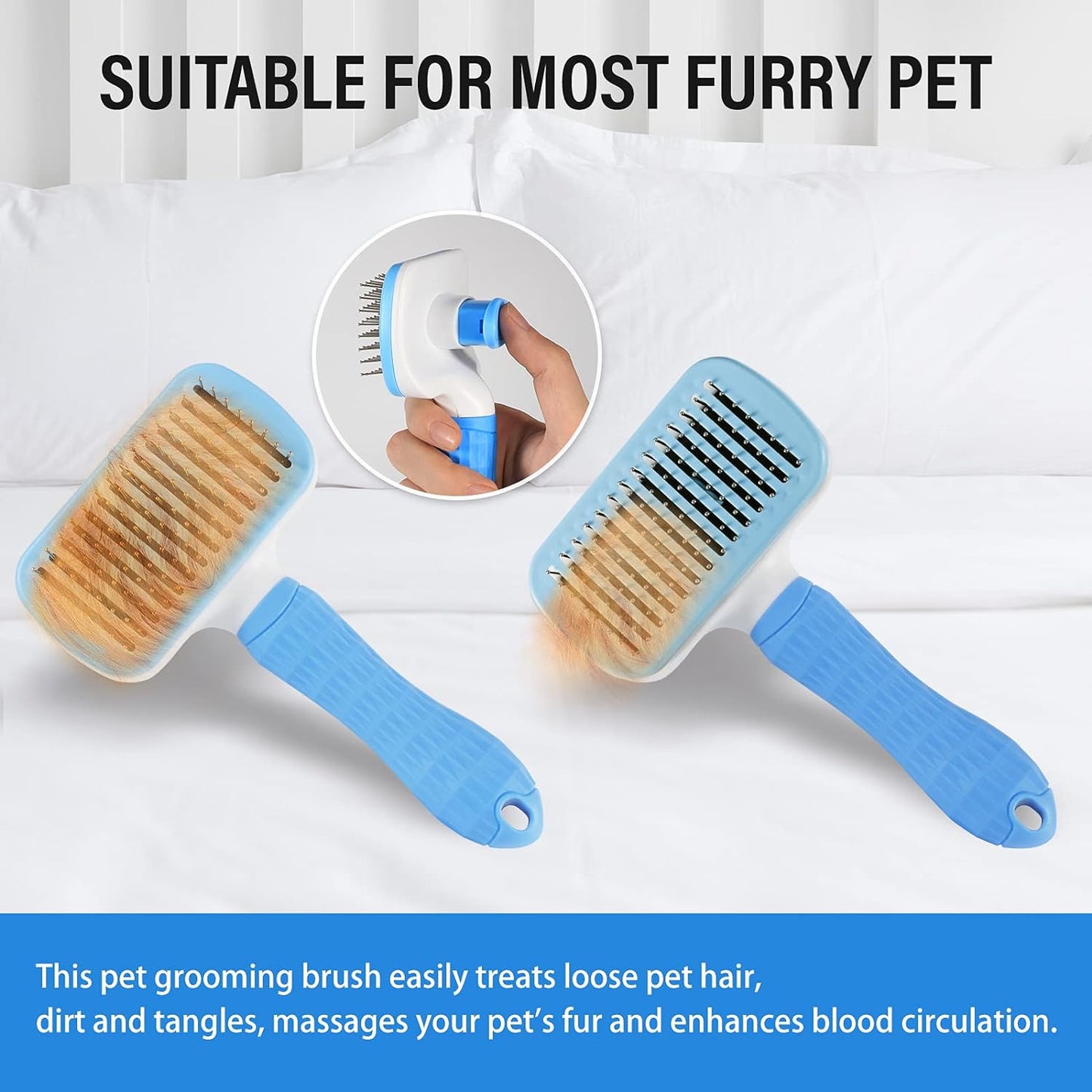 Dog Brush, Pet Deshedding Brush, Effectively Reduces Shedding by up to 90% Gently Removes Loose Undercoat, Mats Professional Deshedding Tools for Pets with Short Hair and Long Thick Hair Dogs & Cats