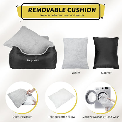 Dog Car Seat for Small Dogs, Soft Pet Car Travel Home Bed under 25 Lbs, Fully Detachable and Washable Cat Booster Carseats with Storage Pockets and Clip-On Leash Portable Carrier,Black