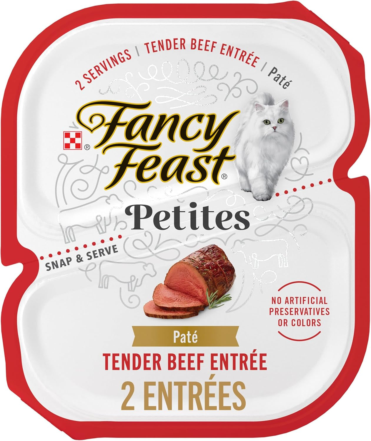 Purina  Petites Tender Beef Entrée Gourmet Wet Cat Food Pate - (Pack of 12) 2.8 Oz. Tubs