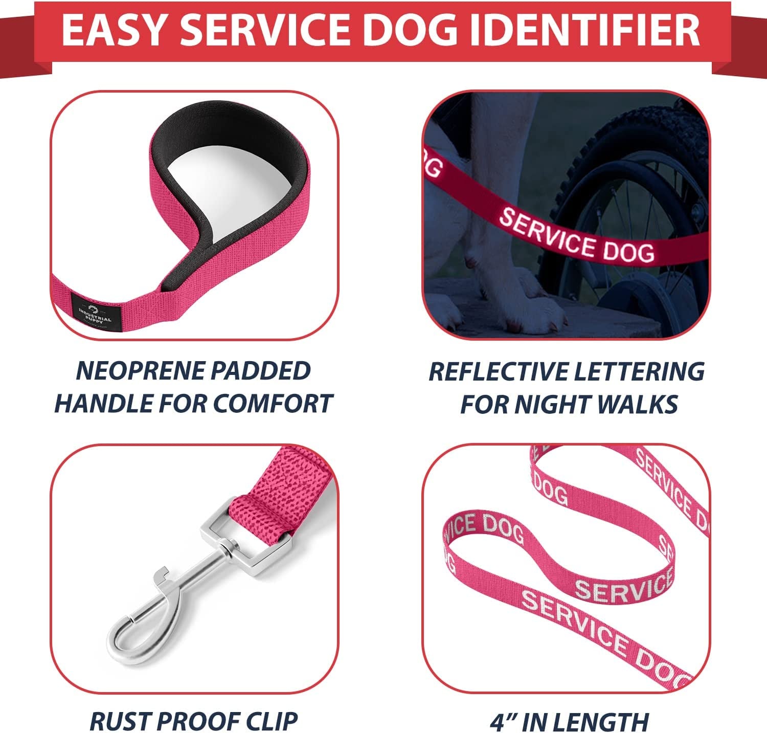 Service Dog Vest with Hook and Loop Straps & Matching Leash Set - Harnesses from XXS to XXL - Service Dog Harness Features Reflective Patch and Comfortable Mesh Design (Pink, XXS)