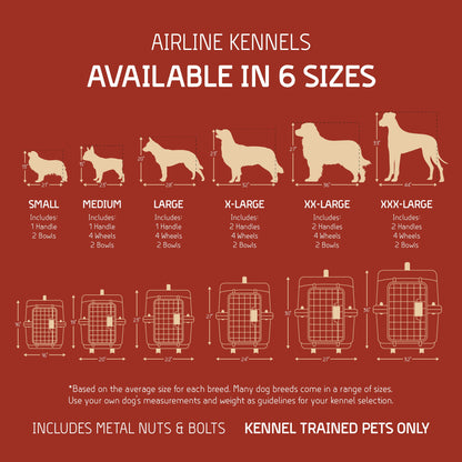 Airline Approved Plastic Dog Kennel with Wheels, Large