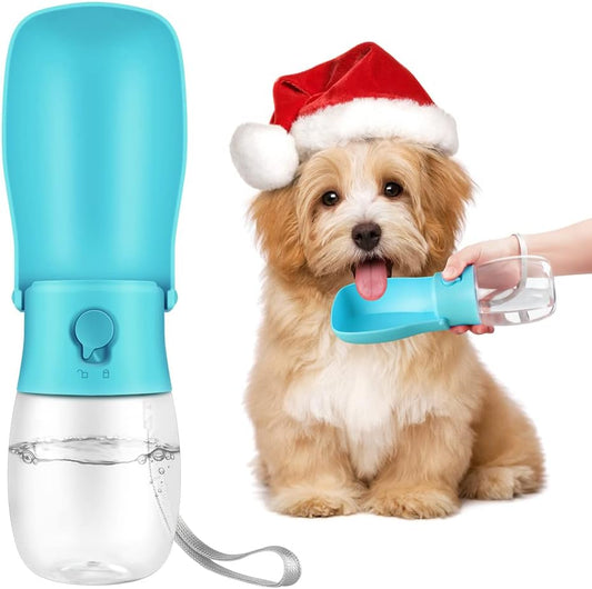 Portable Dog Water Bottle Foldable Pet Water Bottles for Dogs Light Weight Dog Water Bowl Dispenser Dog Water Bottles for Walking Traveling Hiking（10 Oz）（Blue）