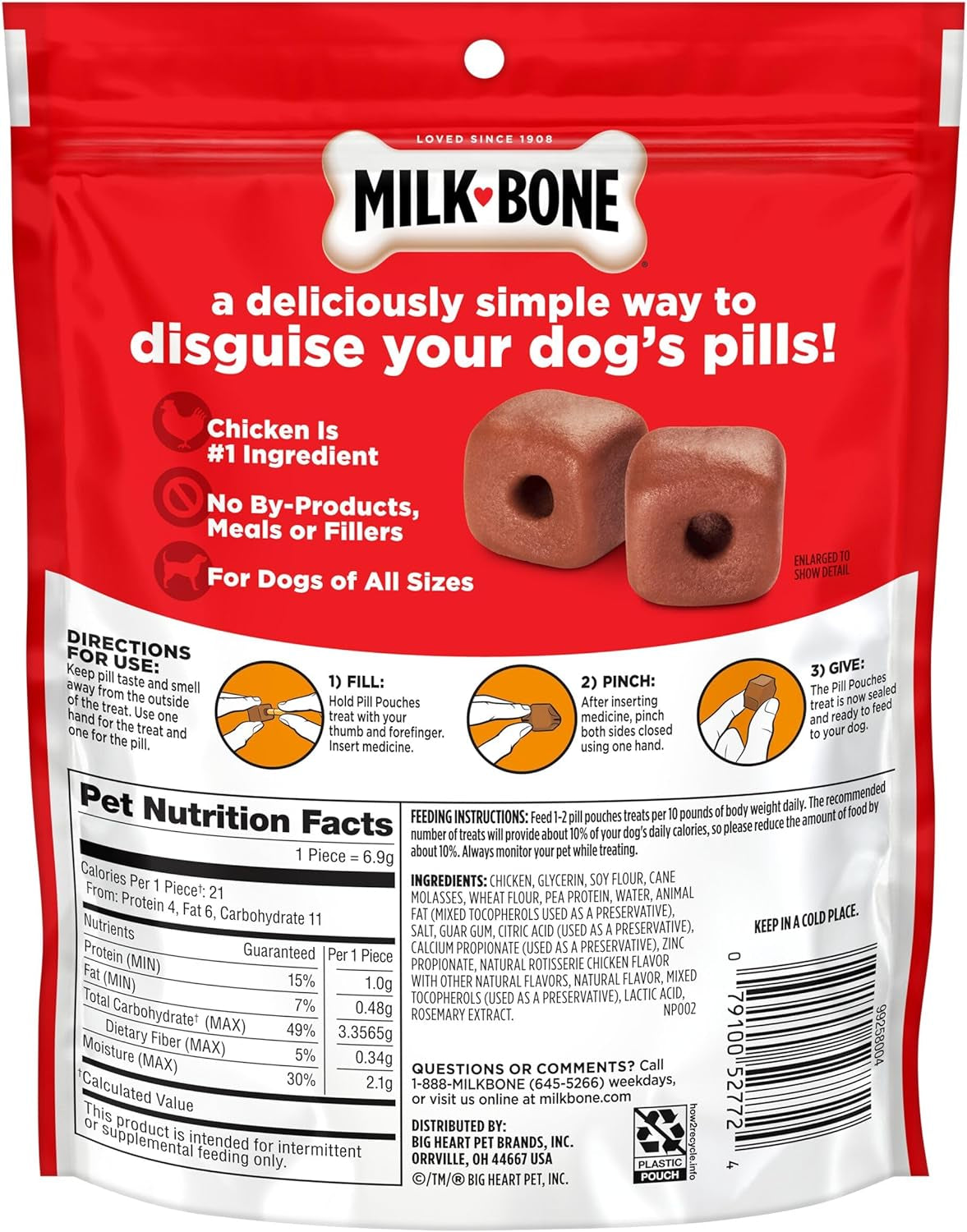 Pill Pouches with Real Chicken Dog Treats, 6 Ounce Bag (Pack of 5)