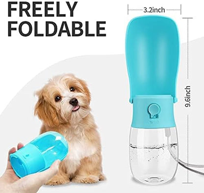 Portable Dog Water Bottle Foldable Pet Water Bottles for Dogs Light Weight Dog Water Bowl Dispenser Dog Water Bottles for Walking Traveling Hiking（10 Oz）（Blue）