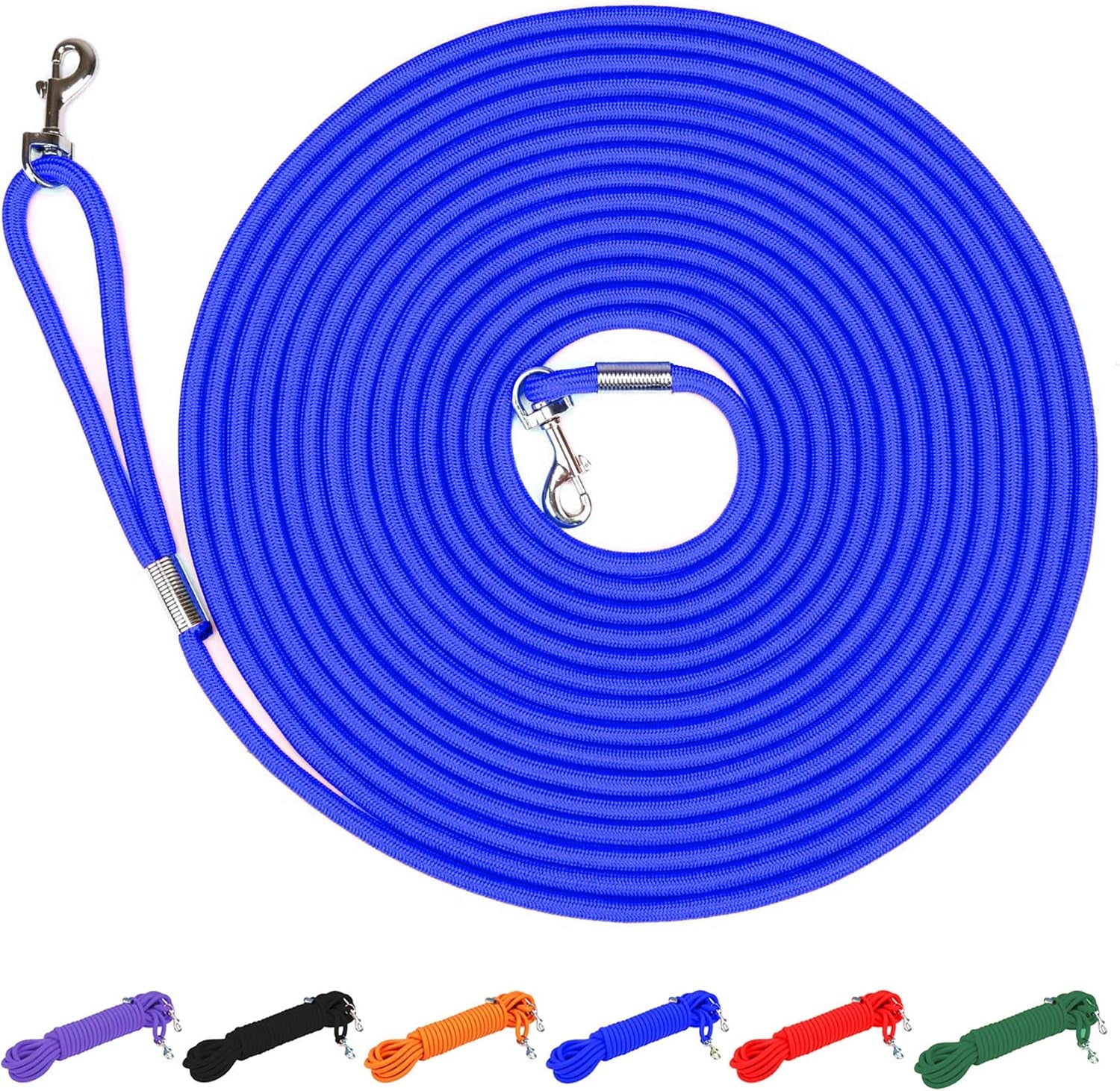 Check Cord Large,Medium Small Dogs/Puppy Obedience Recall Training Agility Lead - 15Ft 30Ft 50Ft Training Leash(15Ft, Blue)