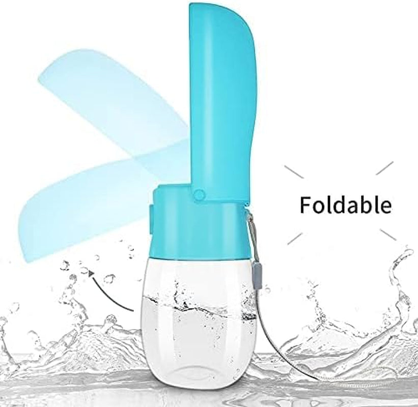 Portable Dog Water Bottle Foldable Pet Water Bottles for Dogs Light Weight Dog Water Bowl Dispenser Dog Water Bottles for Walking Traveling Hiking（10 Oz）（Blue）
