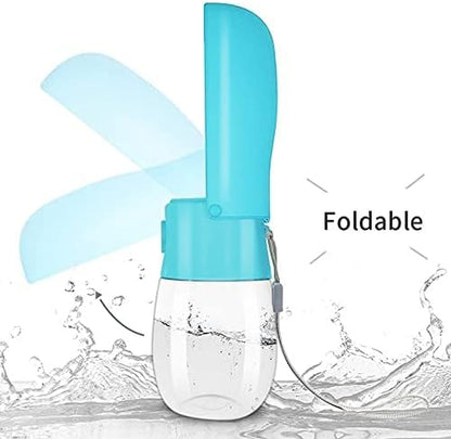 Portable Dog Water Bottle Foldable Pet Water Bottles for Dogs Light Weight Dog Water Bowl Dispenser Dog Water Bottles for Walking Traveling Hiking（10 Oz）（Blue）